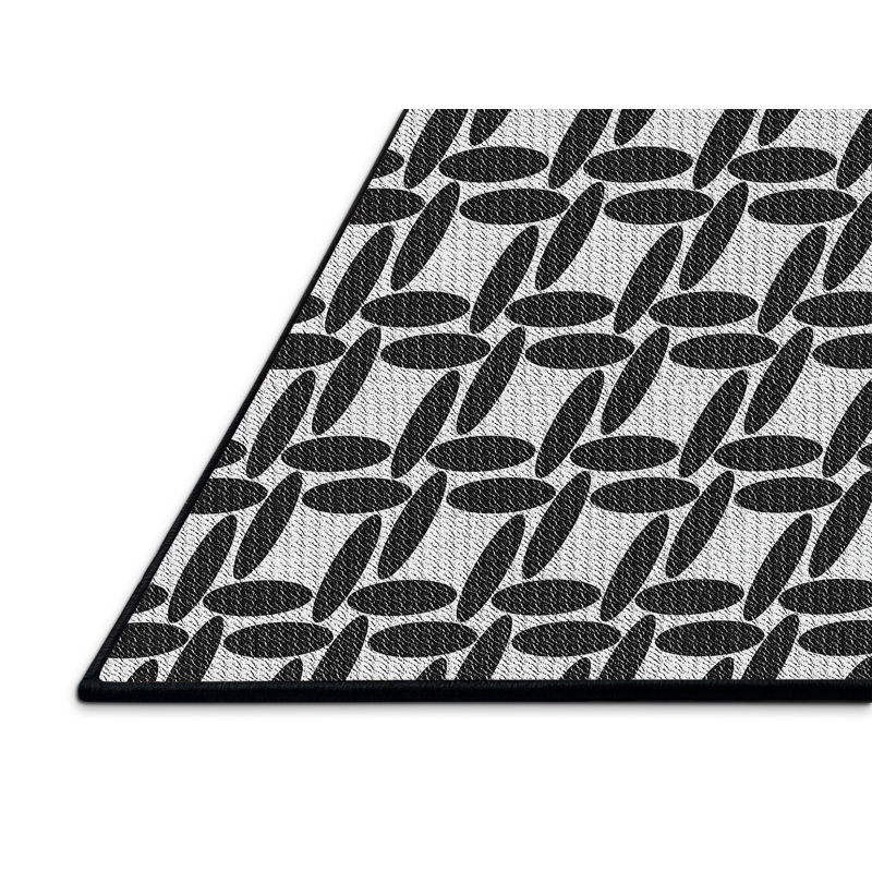 Tapis noir/blanc à motifs, Rectangle 2 pi x 5 pi