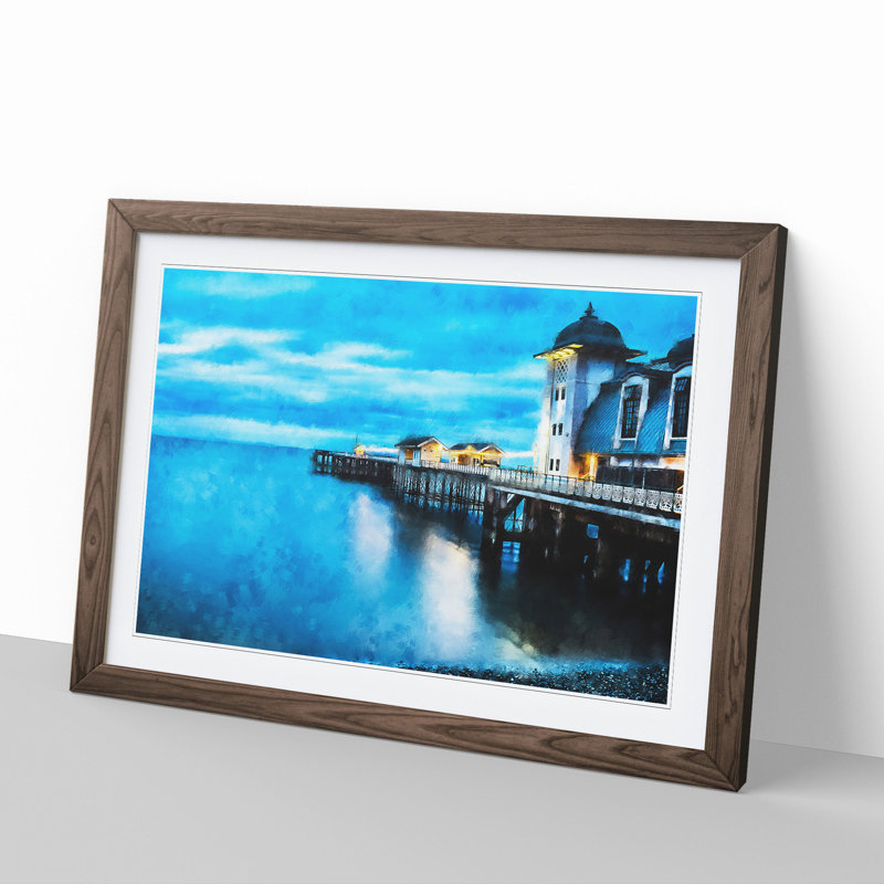 Penarth Pier Pavilion in Wales - Picture Frame Graphic Art on MDF, Walnut Framed, 27cm H x 36cm W x 2cm D