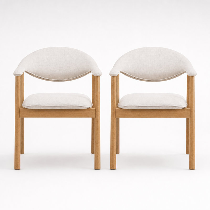 Ensemble de 2 chaises de salle à manger rembourrées avec dossier ergonomique incurvé, structure en bois massif durable et sièges rembourrés