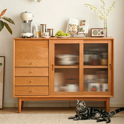 Glass Sliding Door Buffet Table