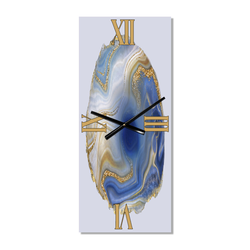 Horloge murale moderne océan bleu jaspe agate I, Petit