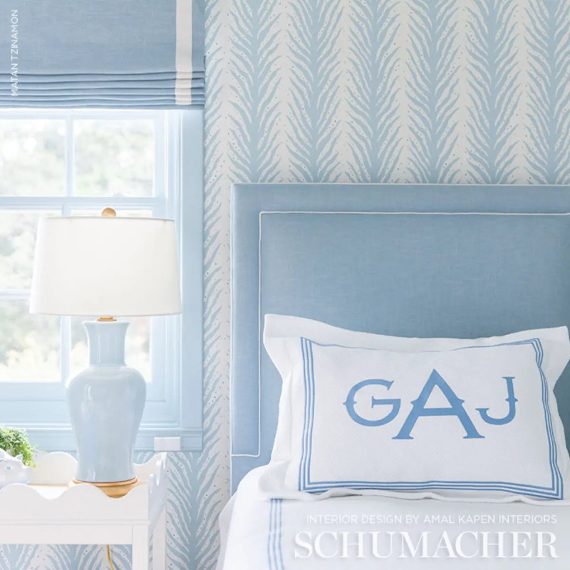 Schumacher x Celerie Kemble Creeping Fern Wallpaper, Slumber Blue