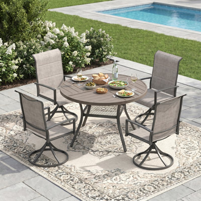 Ensemble repas d'extérieur 5 pièces avec chaises pivotantes 5 pièces