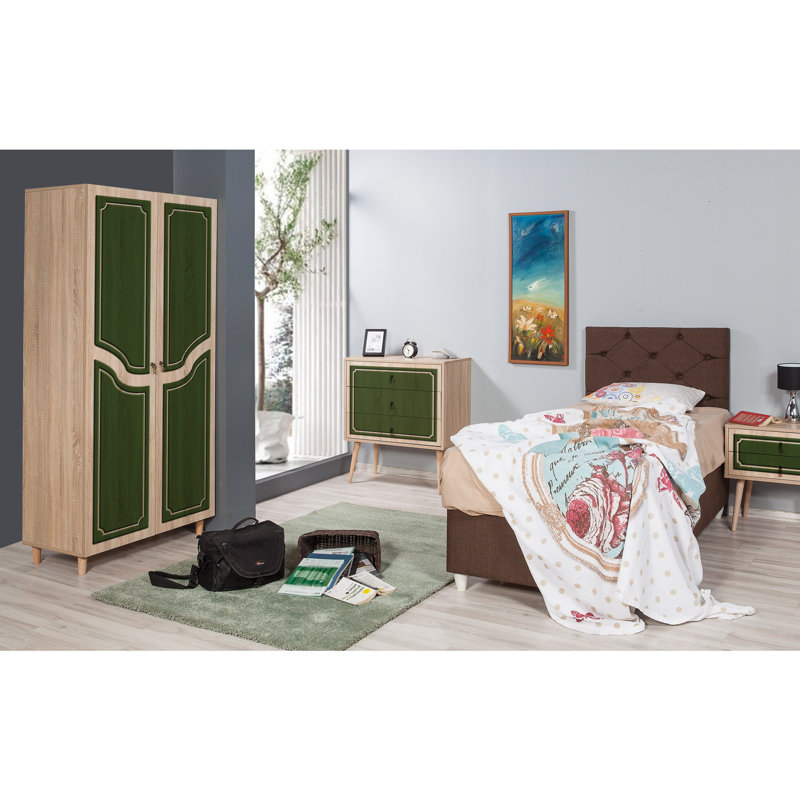 Armoire Kenna, Vert / chêne