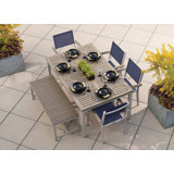 Travira Rectangular 6 - Person 63" Powder Coated Aluminum Sling Chair and Bench Patio Dining Set