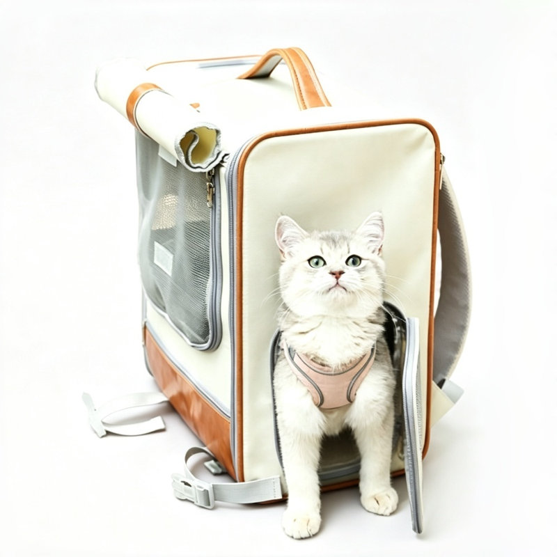 Sac à dos de transport pour animaux de compagnie personnalisable et respirant, sac de voyage à double usage à main et réglable pour l'épaule, grand sac à dos pour chien et chat avec poches latérales