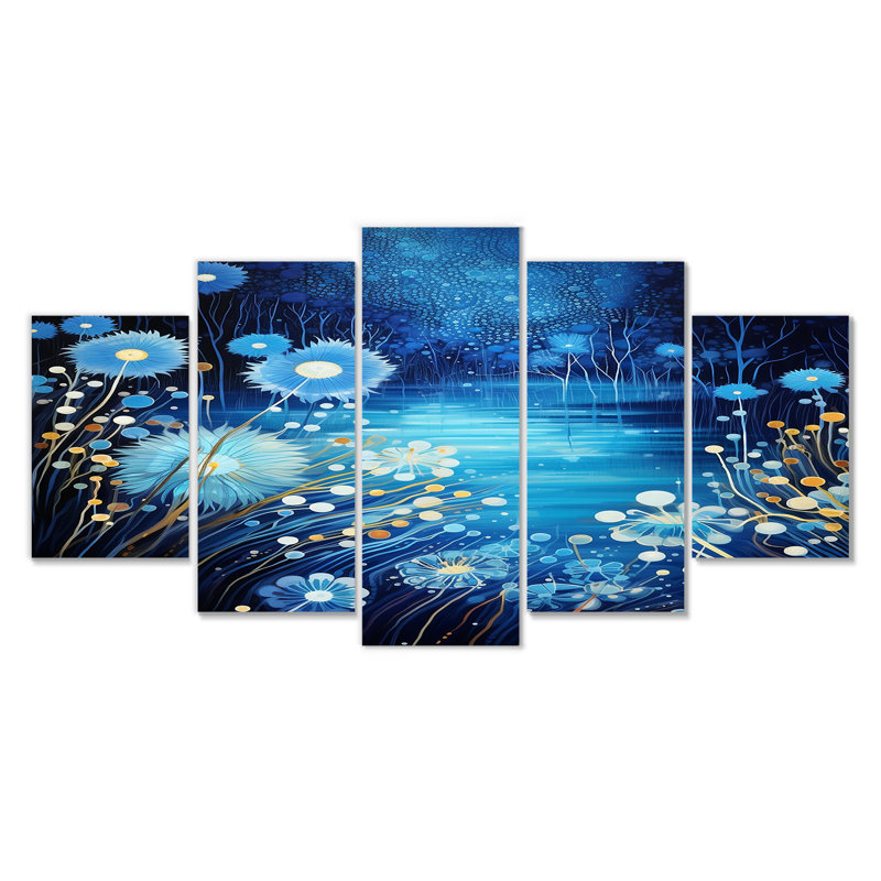 Junious - Pissenlit, art mural sur toile 5 pièces