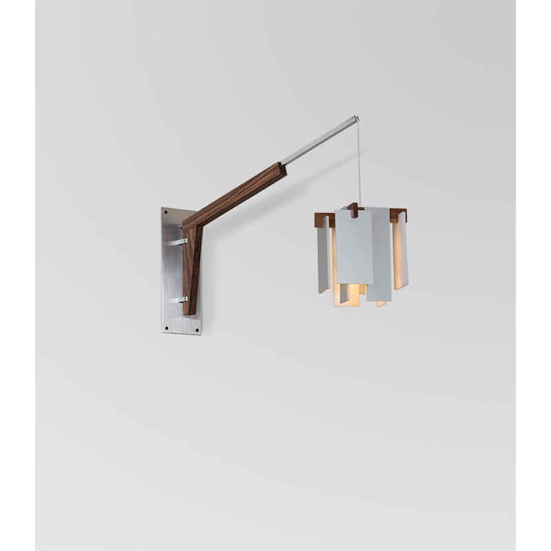 Base ou pince de lampe Motus, Aluminium brossé / noyer foncé teint