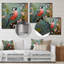 «Green and Pink Bird Floral Tree Harmony I», art mural oiseau en métal-841359459