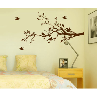 Décalcomanie murale branches d’arbre avec feuilles et oiseaux love