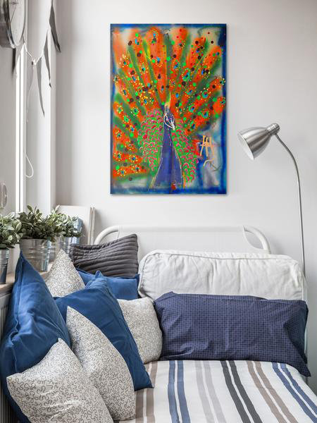 Peacock by Wayne Ensrud - Wrapped Canvas Painting, 91cm H x 61cm W x 3.81cm D