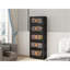 Noir, armoire de rangement pliante latérale de 24 po de large, 4 niveaux, 23,62 po x 13,78 po x 48,43 po, bacs de rangement pliables avec porte magnétique, armoire de rangement en plastique avec roues