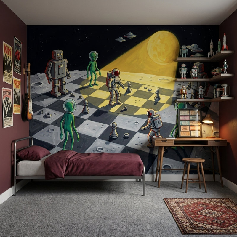Adhésif mural Mid Century, Texturé non collé, 120 po x 96 po