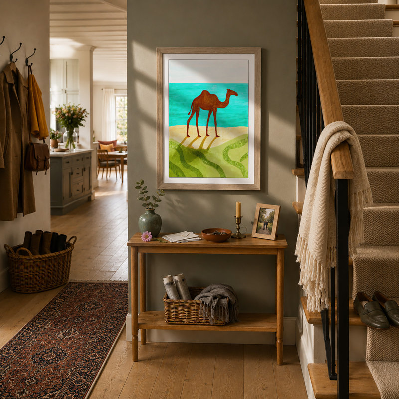 Desert Camel Retro - Print, A4 - 29.7 x 21.0 cm, Oak