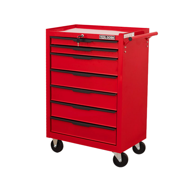 7 Drawer Rolling Tool Cabinet, Large Capacity Metal Tool Box, With Wheels And Key Lock, Rolling Storage Tool Car Suitable For Garage, Warehouse, Work Shop