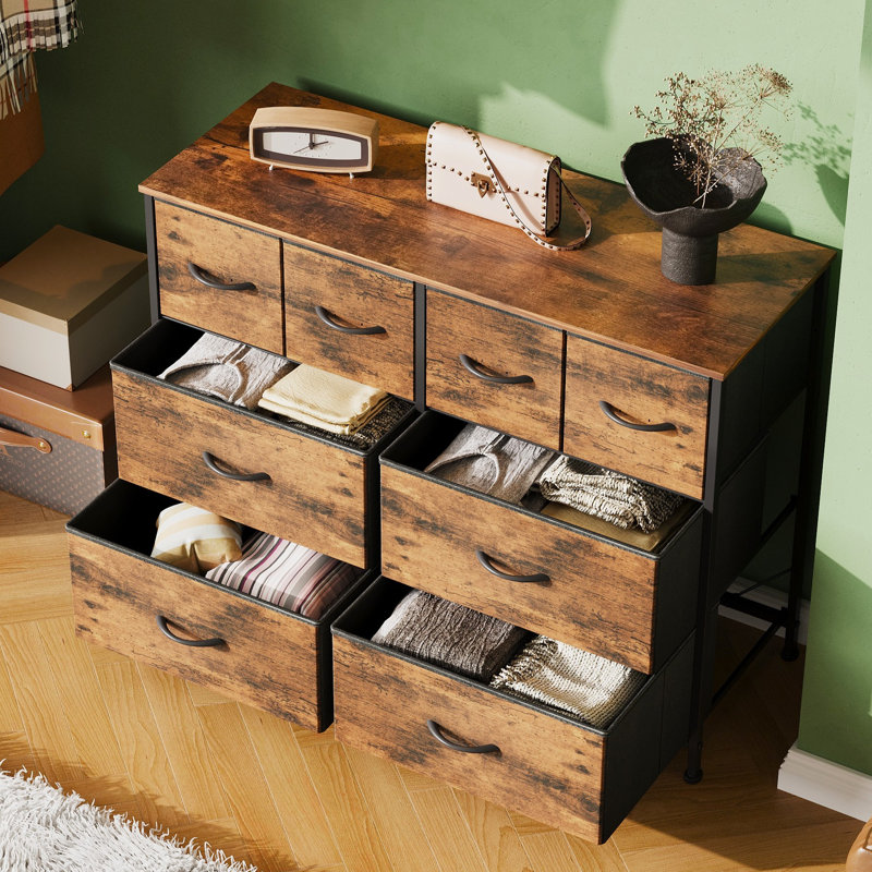 Ojaswi 8-Drawer Double Dresser for Bedroom, 39.4'' Wide Dresser With Study Frame, Chest of Drawers for Living Room, Closet, Entryway
