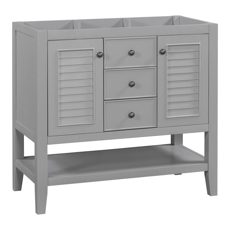 Ensemble de meuble-lavabo simple 35,01 po avec plateau Alvera, Gris