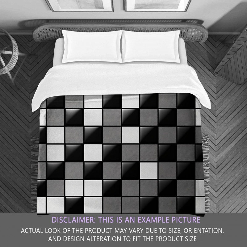 Polyester Comforter, Twin Comforter, Black/Gray Checkered