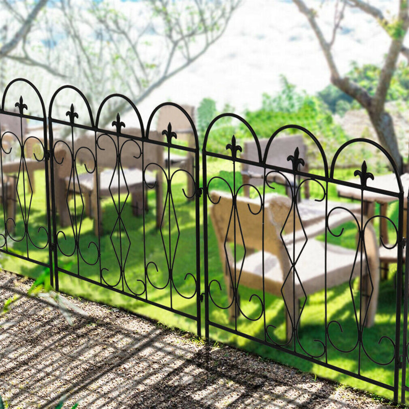 Coeymans 70cm H x 61cm W Metal Fence Panels Included, Black
