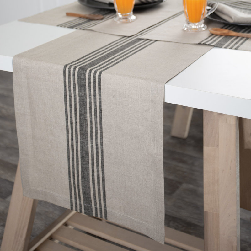 Chemin de table en lin D'Moksha Homes, Tapis de couloir 60 po, Ferme B