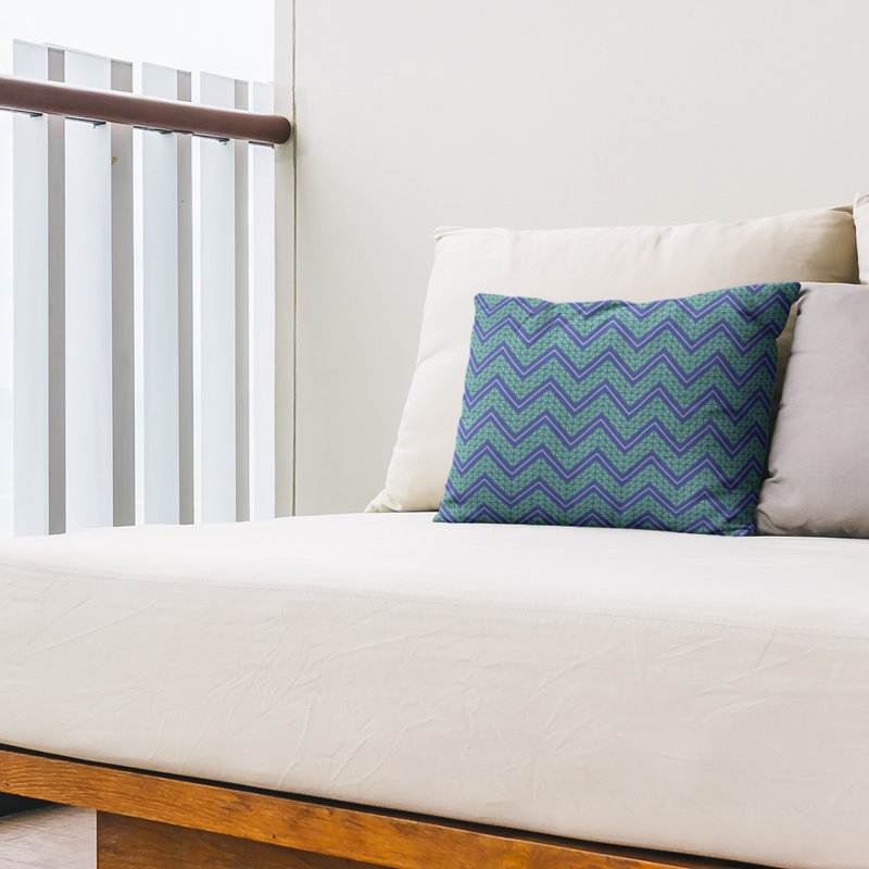 Aqua and Green Chevron Outdoor Lumbar Pillow