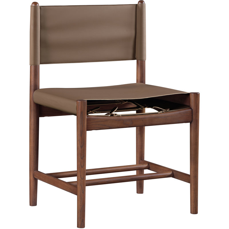 Chaise rembourrée en cuir Rawlins, Cuir brun végétalien, Brun