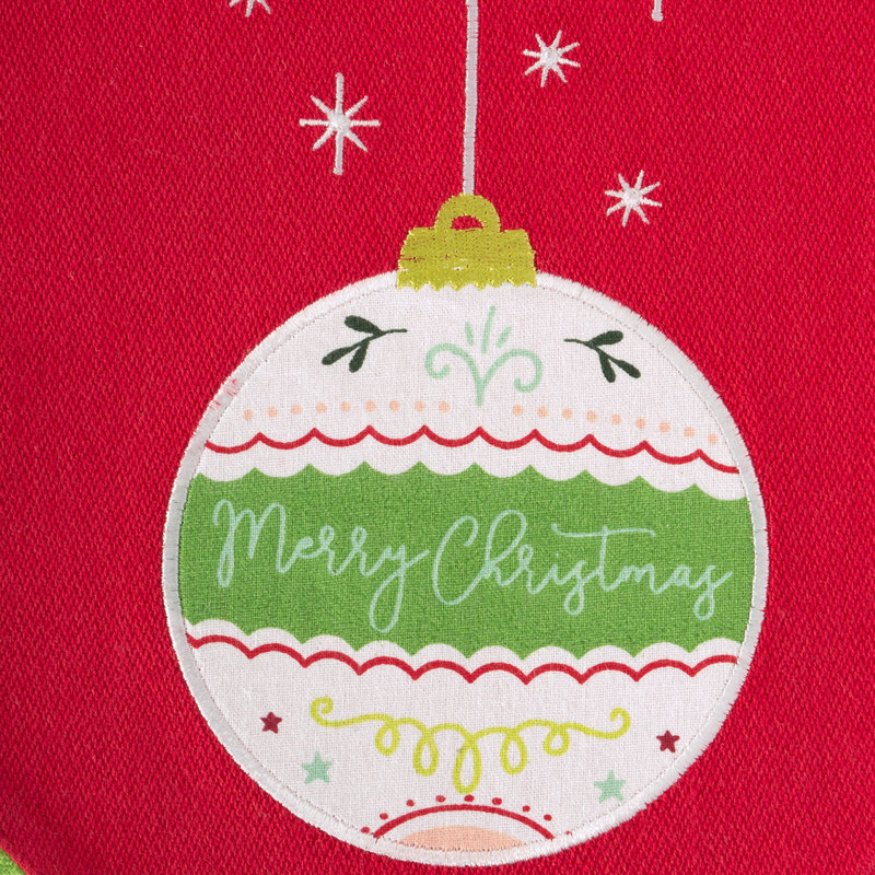 Scarlett 100% Cotton Christmas Table Runner, 72" L x 14" W, Merry Christmas Ornament