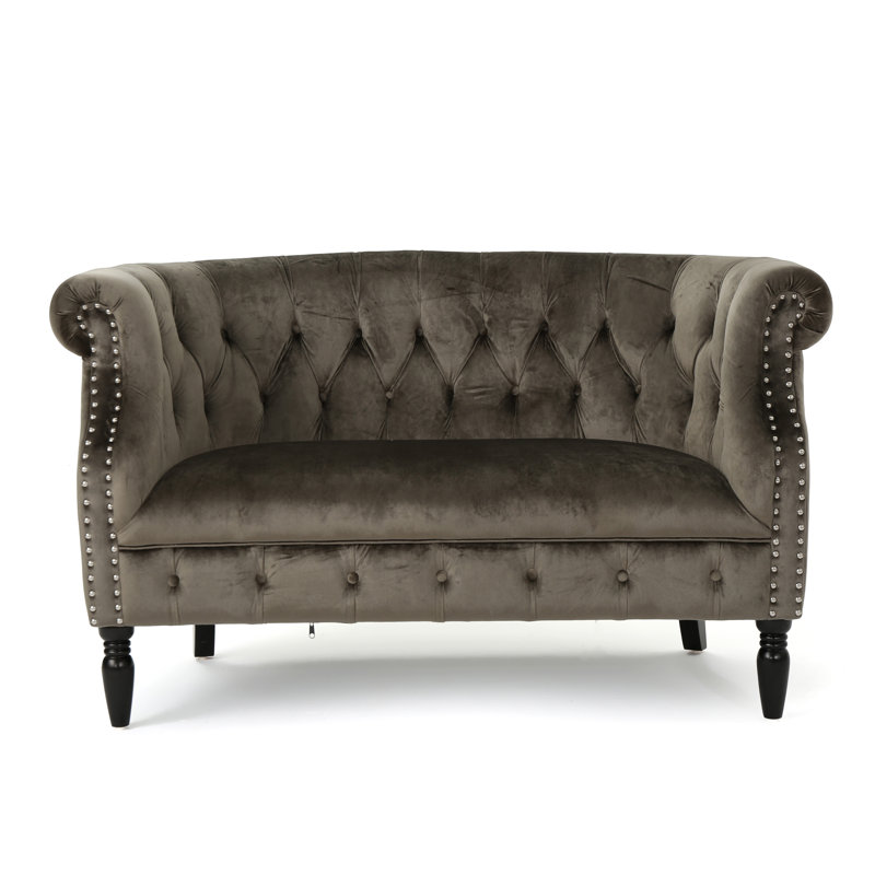 Charlotte 51.5'' Velvet Loveseat, Gray Velvet