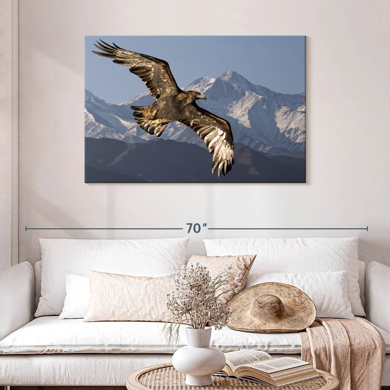 Eagle And Snowy Mountains, 30" H x 45" W