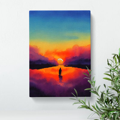Sunset Watercolour No.3 - Wrapped Canvas Painting