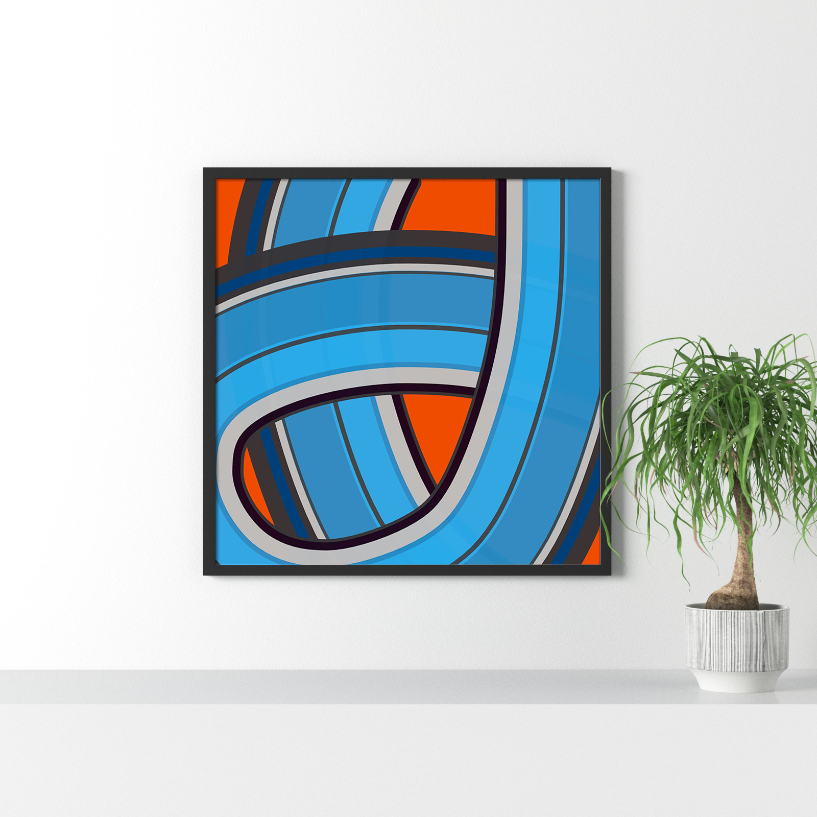 Twist Series I "Twisted River" Print, 36" H x 36" W x 1.25" D, Black