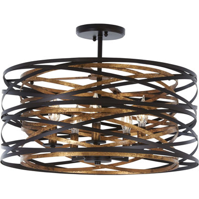 Luminaire suspendu semi-encastré 5 lumières Minka Lavery Vortic Flow - Bronze rustique élégance