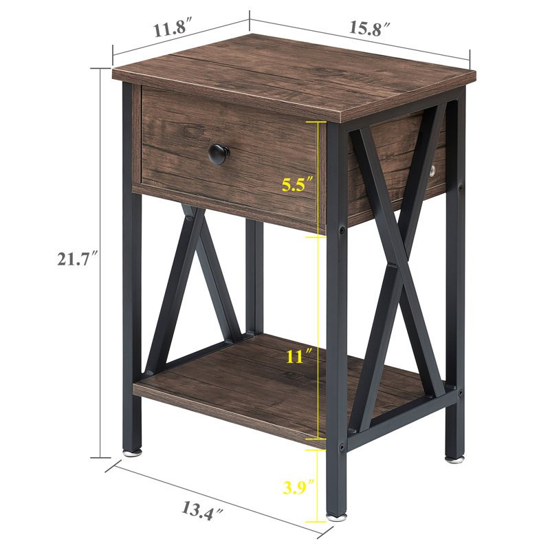 Demmer End Table with Storage, Gray