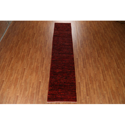 Tapis de couloir marocain foncé foncé noué à la main 3 x 13