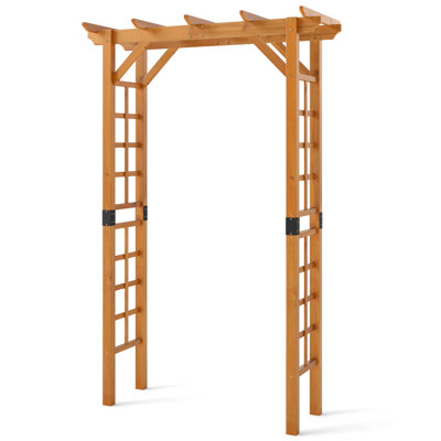 7 FT Garden Arch Wooden Arbor Outdoor Wood Trellis for Climbing Plants