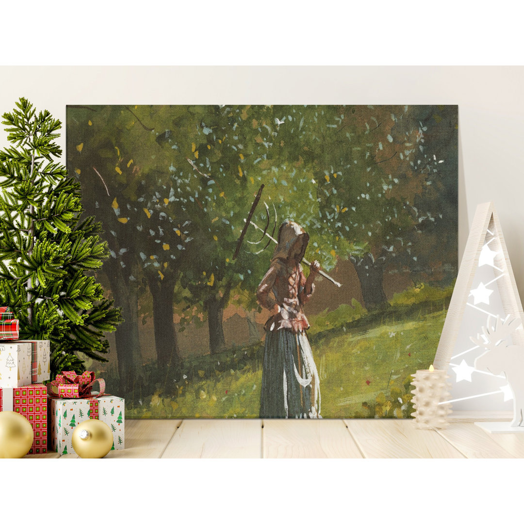 Cottagecore Peasant Girl Orchard Canvas