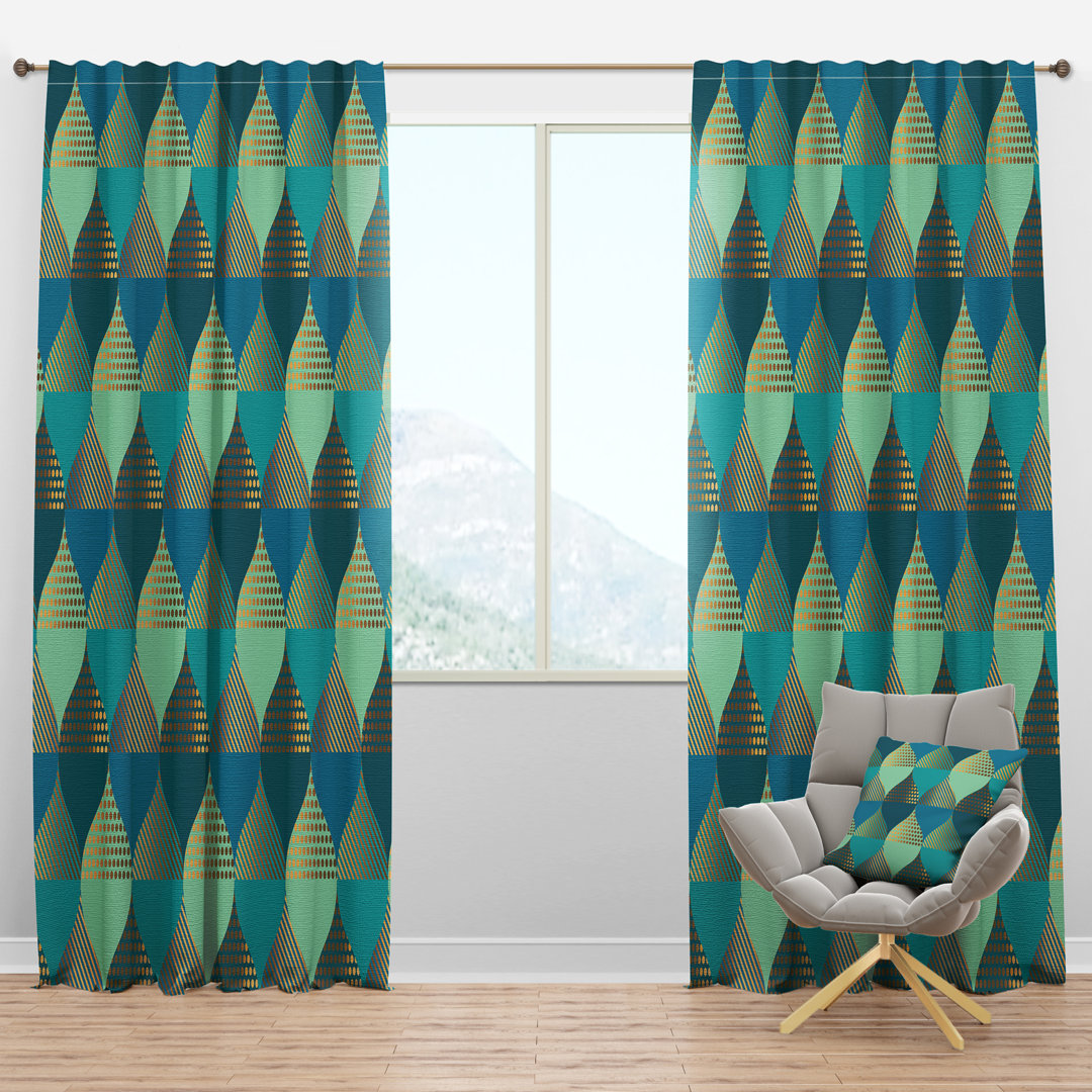 Luxury Retro Drops I - Abstract Curtain - Velvet Room darkening - 1 panel Design Art Curtain 