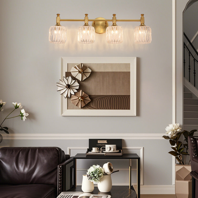 Luminaire de coiffeuse élégant en forme de cristal carré - cadre en fer durable, lumières,, Doré, 4