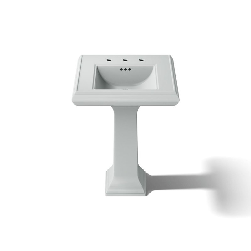 Memoirs® 26.375" Tall Rectangular Pedestal Bathroom Sink with Overflow, 8" Centers, Ice Gray