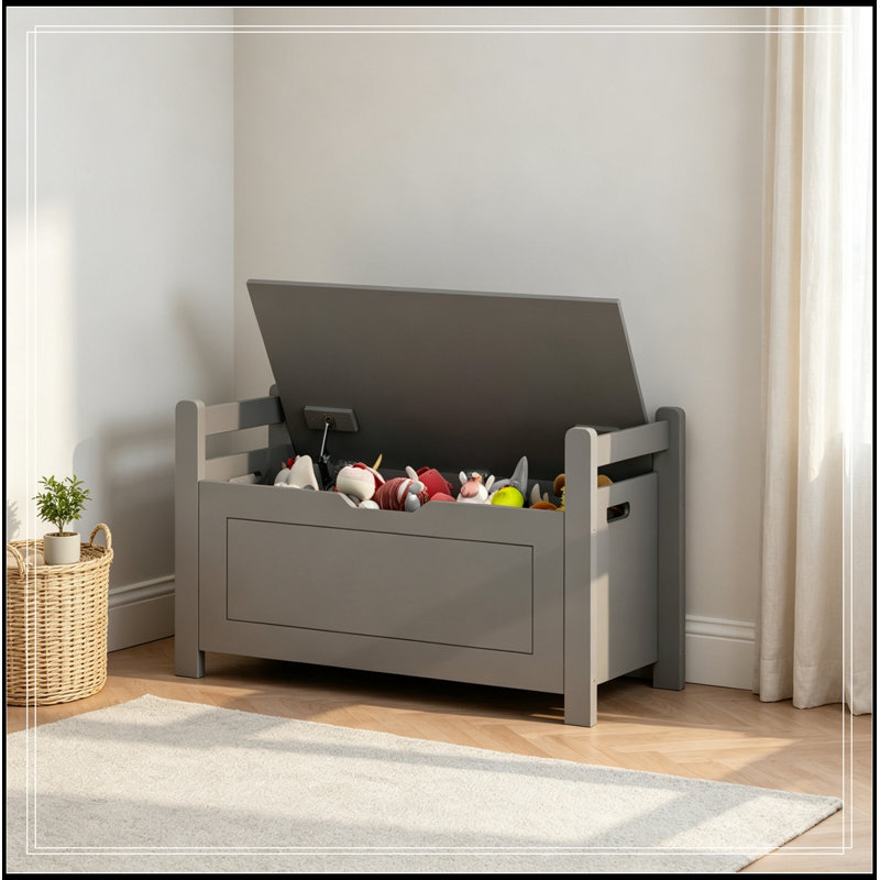 Banc avec rangement rabattable et siège souple, Gris