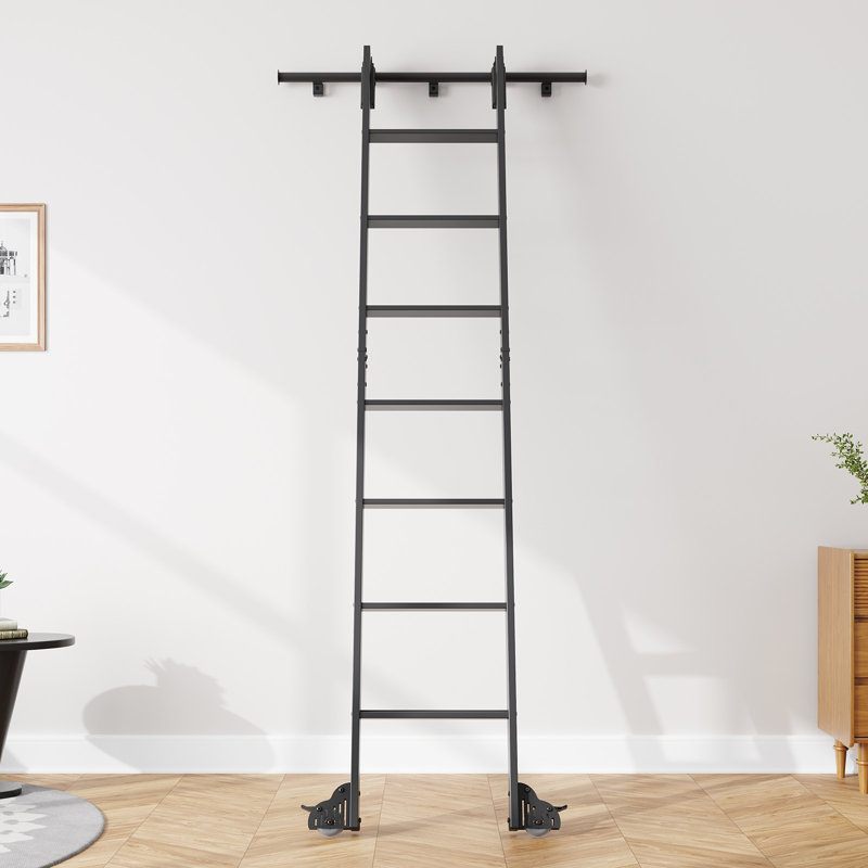 Rolling Library Ladder With 4FT Track Hardware Kit, 8FT, 4FT Track
