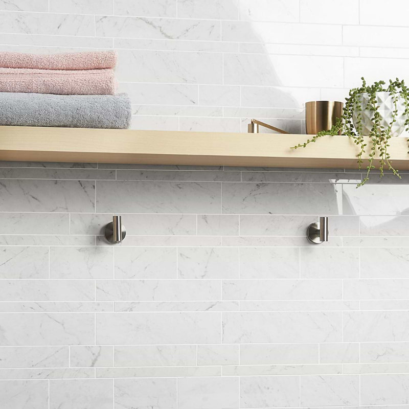 Dreamstone Railroad Porcelain Mosaic, Calacatta Rustico Matte