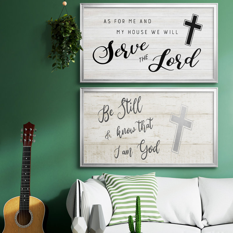 Serve the Lord Cross - Ensemble de 2 encadrements d'art textuel sur toile, H 22,5 po x l 85 po x P 1,5 po