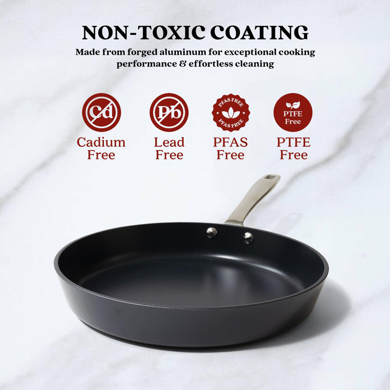 Black Aluminum 3-Piece Nonstick Ceramic Frying Pan Set