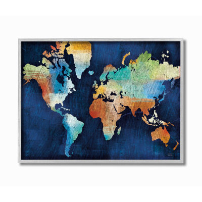 «World Map Modern Rainbow Textured Design» par Michael Mullen - impression d'art graphique