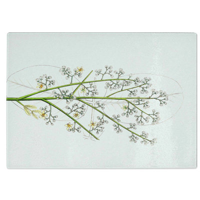 Glass Mahogany Tree Flowers Illustration Chopping Board