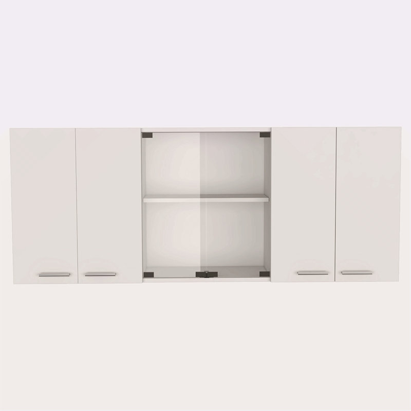 Armoire murale 59 portes à deux portes en verre 59 pouces, Blanc