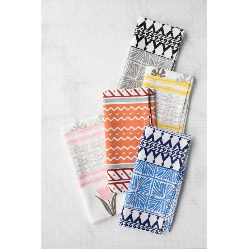 Serviette Bohemian Linens, Gris/noir