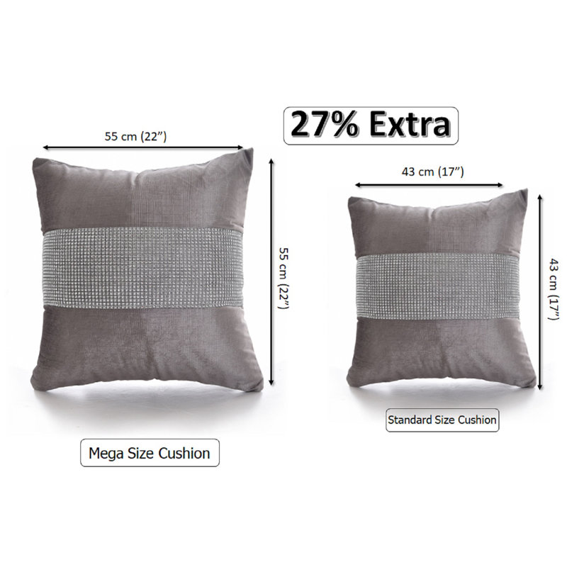 Alsen Striped Square Cushion Cover, Silver, 55 H x 55 W x 4 D cm