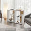 Table d'appoint Vega en mélamine avec rangement ouvert, blanc et chêne clair-2057183344